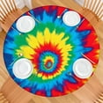 thumbnail image 2 of Colorful Rainbow Tie Dye Spiral Pattern Round Fitted Tablecloth with Elastic Edge,Dining Table Cover Waterproof,Outdoor Round Tablecloth for Camping,Dining,Indoor and Outdoor, 2 of 7