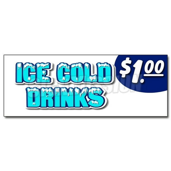 24" ICE COLD DRINKS $1.00 DECAL sticker iced extra large soda thirst quencher