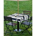 thumbnail image 4 of Lsrtoss Outdoor Tablecloth with Umbrella Hole & Zipper, Navy Blue Gray Striped Square Tablecloth 60x60 Inch, Farmhouse Stripe Art Patio Table Cover Waterproof Table Cloth for Picnic/Party, 4 of 7