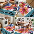 thumbnail image 5 of Spring Daisy Area Rugs 3'x5', Washable Small Throw Rugs for Living Room Bedroom, Turquoise Modern Abstract Art Dots Floral Indoor Outdoor Rug Non-Slip Low Pile Carpet Runner Reversible Floor Mats, 5 of 8