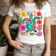 thumbnail image 3 of Sea Turtle Hibiscus Flower Shirt | Tropical Floral Summer Graphic Tee , Yellow, 2XL, 3 of 6