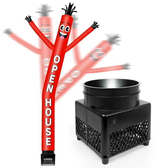 6FT Open House Inflatable Tube Man with Blower (5.5'' Diameter) and Built-in LED - Wacky Waving Dancing Guy for Business Advertising Promotion - Red