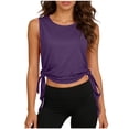 thumbnail image 2 of BiZtdJrK Débardeurs Tendance pour Femmes, Sans Manches, Col Rond, Légers, Amples, pour Gym, Sport, Violet, Taille Unique, 2 of 9