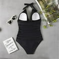 thumbnail image 3 of Traje de baño de una pieza con cuello halter y acolchado push up para mujer, 3 of 4