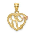 thumbnail image 3 of 14K Two-Tone Gold Charm Pendant Themed 22 mm 16 Initial R In Heart, 3 of 4
