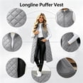 thumbnail image 5 of Sevevn Women's Stand‑Collar Quilted Long Puffer Vest Zip‑Up Maxi‑Length Sleeveless Gilet with Pockets Fall Winter Outerwear Gray S, 5 of 9