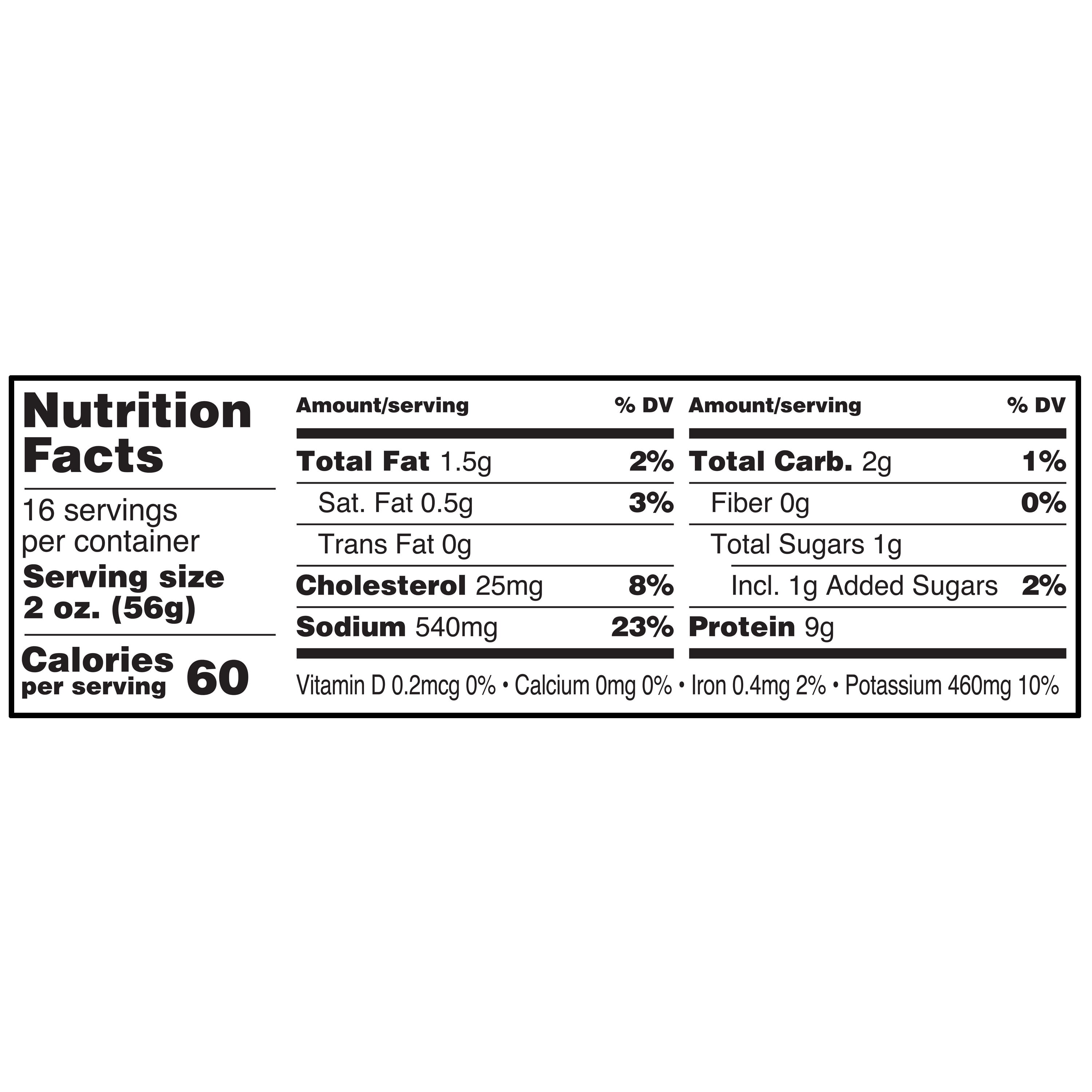 Great Value 97% Fat Free, Sliced Smoked Ham, 32 oz, Plastic Pouch