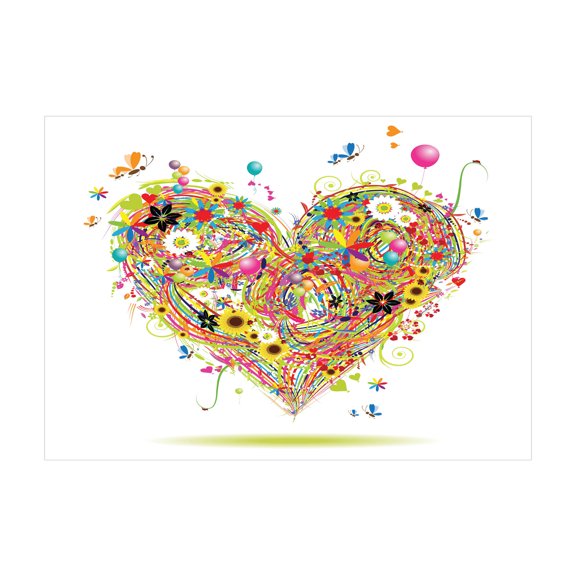Ambesonne Heart Jigsaw Puzzle, Watercolor Love, Heirloom-Quality Fun Activity for Family Durable Cardboard, 1000 pcs, White Multicolor