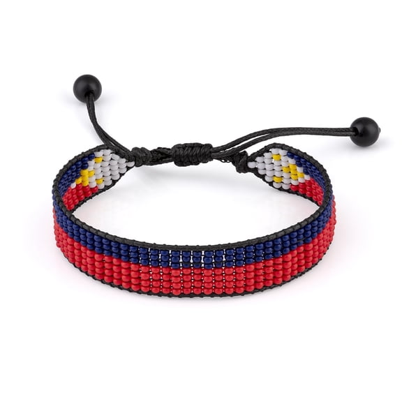 Philippines Flag Bracelet: Handmade, Adjustable Beaded String, Boho Jewelry, Unisex Patriotic Gift