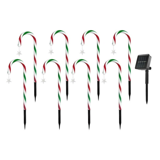 Luces solares navideñas de bastón de , luces de estaca impermeables con 8 modos de iluminación, decoración navideña para decoración de caminos Estilo E
