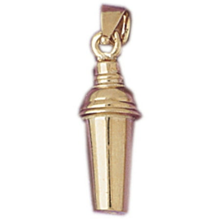 14K Yellow Gold 3D Martini Shaker Pendant - 22 mm