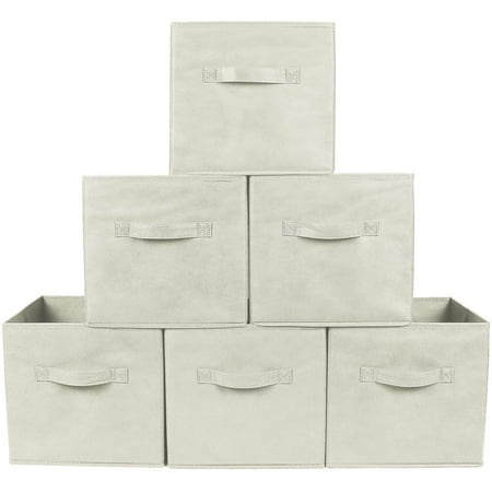 Greenco Foldable Storage Cubes Non-Woven Fabric, 6 Pack, Beige
