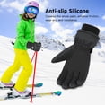 thumbnail image 2 of Vbiger Kids Ski Snow Gloves Boys Girls Warm Winter Gloves Kids Waterproof Windproof Thermal Fleece Anti Slip Mittens with Grip for Skiing Sledding Cycling & Snowboarding - Black , L, 2 of 7