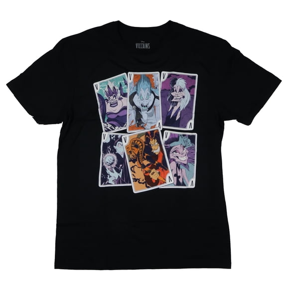 Disney Villains Character Playing Cards Design Adult Short Sleeve T-Shirt