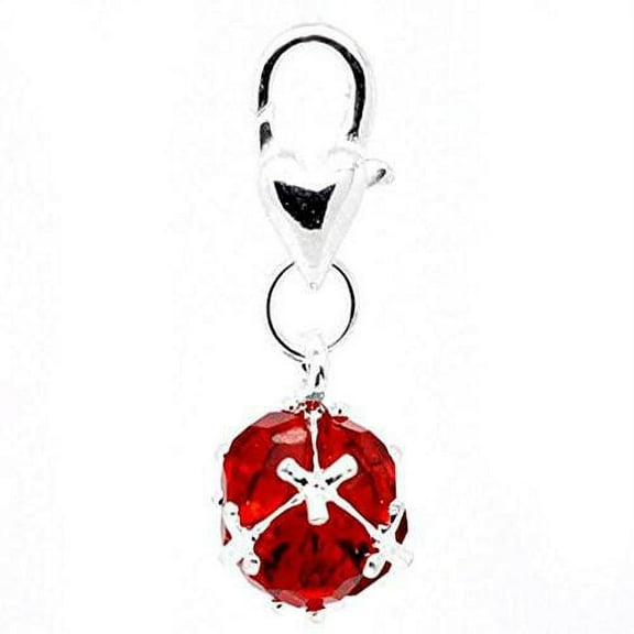 Sexy Sparkles Silver Plated Metal Base July Birthstone Dangle Charm Pendant for European Clip on Charm Jewelry with Lobster Clasp - Zinc Metal Alloy