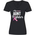 thumbnail image 3 of Inktastic Breast Cancer Awareness My Aunt is a Fighter Women's V-Neck T-Shirt, 3 of 5
