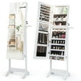 thumbnail image 1 of Gymax Standing Jewelry Cabinet Full Length Mirror Lockable w/ 3-Color LED Lights White, 1 of 9