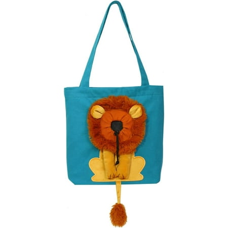 MoveCatchere Lion-Shaped Show Head Pet Canvas Shaped Shoulder Bag  Small Cat Dog Outdoor Carrying Travel Handbag Bag  Animal Sling Carrier  Pet Sling Carriers for Small Dogs (Blue)