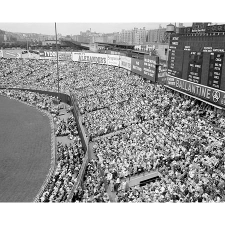 1940s-1950s Large Crowd Yankee Stadium Bronx Nyc Bleachers Advertising Signs Around The Stadium New York City Ny