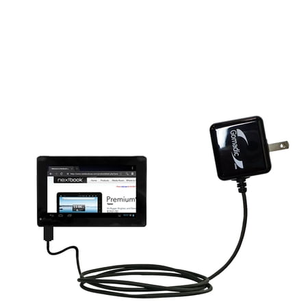 Gomadic Intelligent Compact AC Home Wall Charger suitable for the Nextbook Premium 7SE Next7P12 - High output power with a convenient, foldable plug d