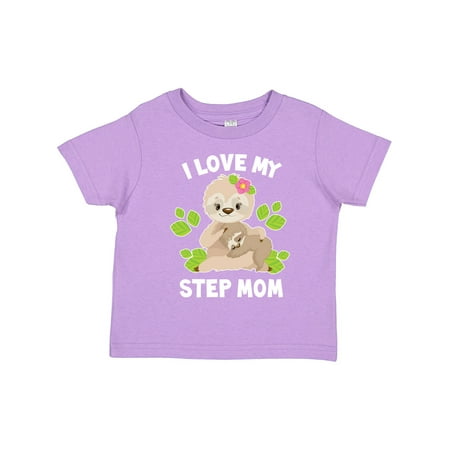 

Inktastic Cute Sloth I Love My Step Mom with Green Leaves Gift Toddler Boy or Toddler Girl T-Shirt