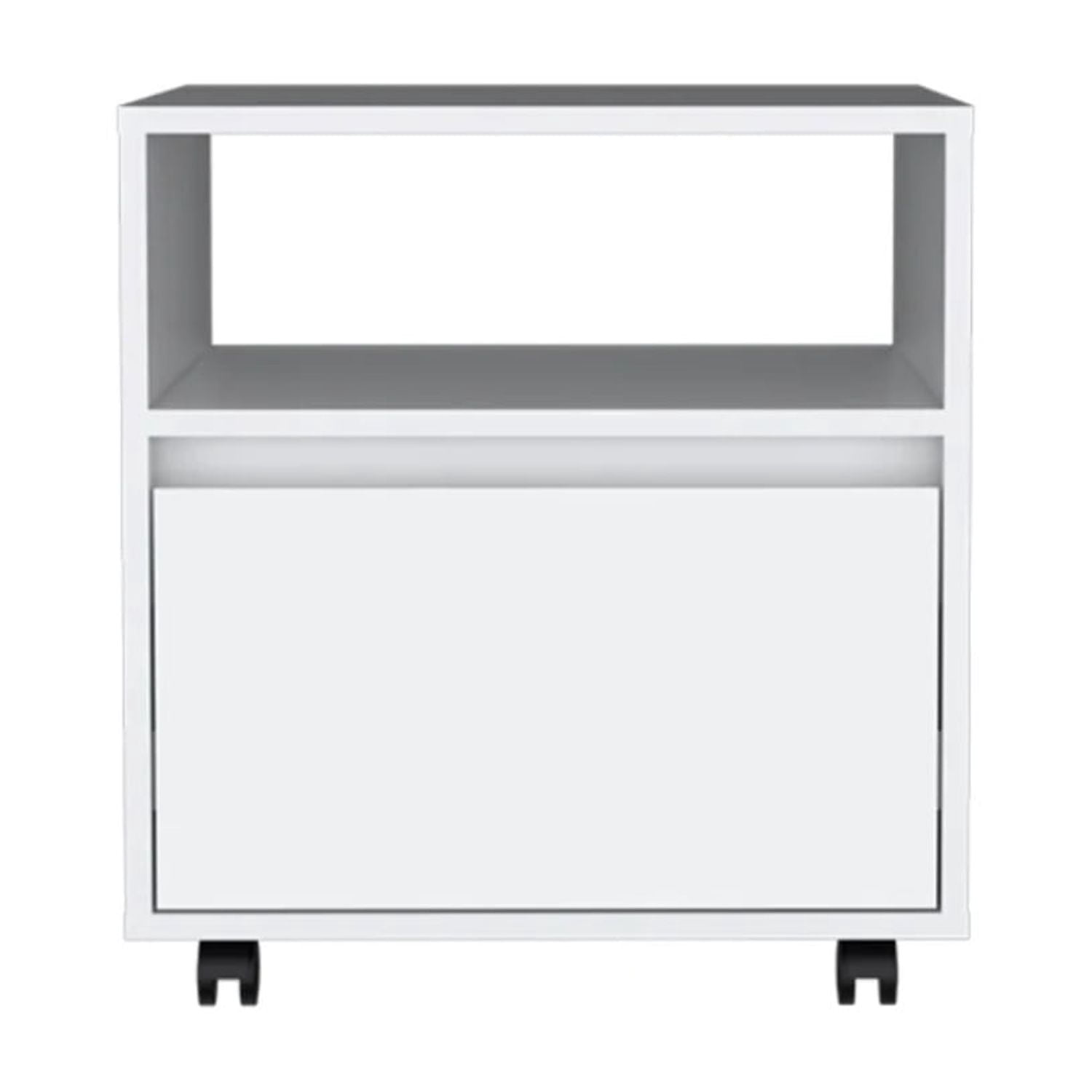 HomeRoots 20 in. One Drawer Faux Wood Nightstand, White