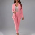 thumbnail image 3 of qolati Women's 2 Piece Pant Suit Notched Lapel Double Breasted Slim Fit Business Office Work Wear Blazer Pants Set Interview Outfits, 3 of 6