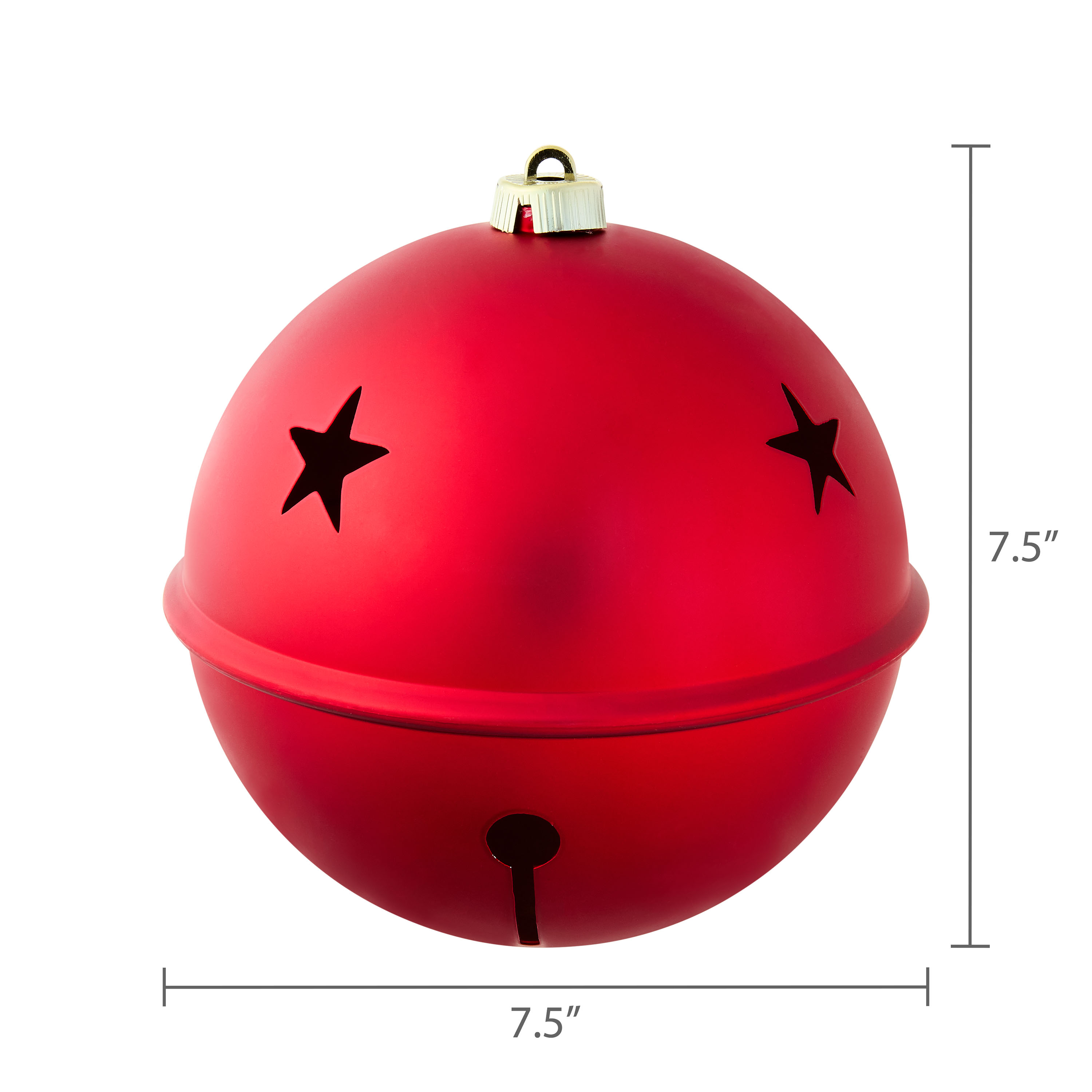 Red Jumbo Bell Shatterproof Christmas Ornaments, 7.87", 2 Count, by Holiday Time