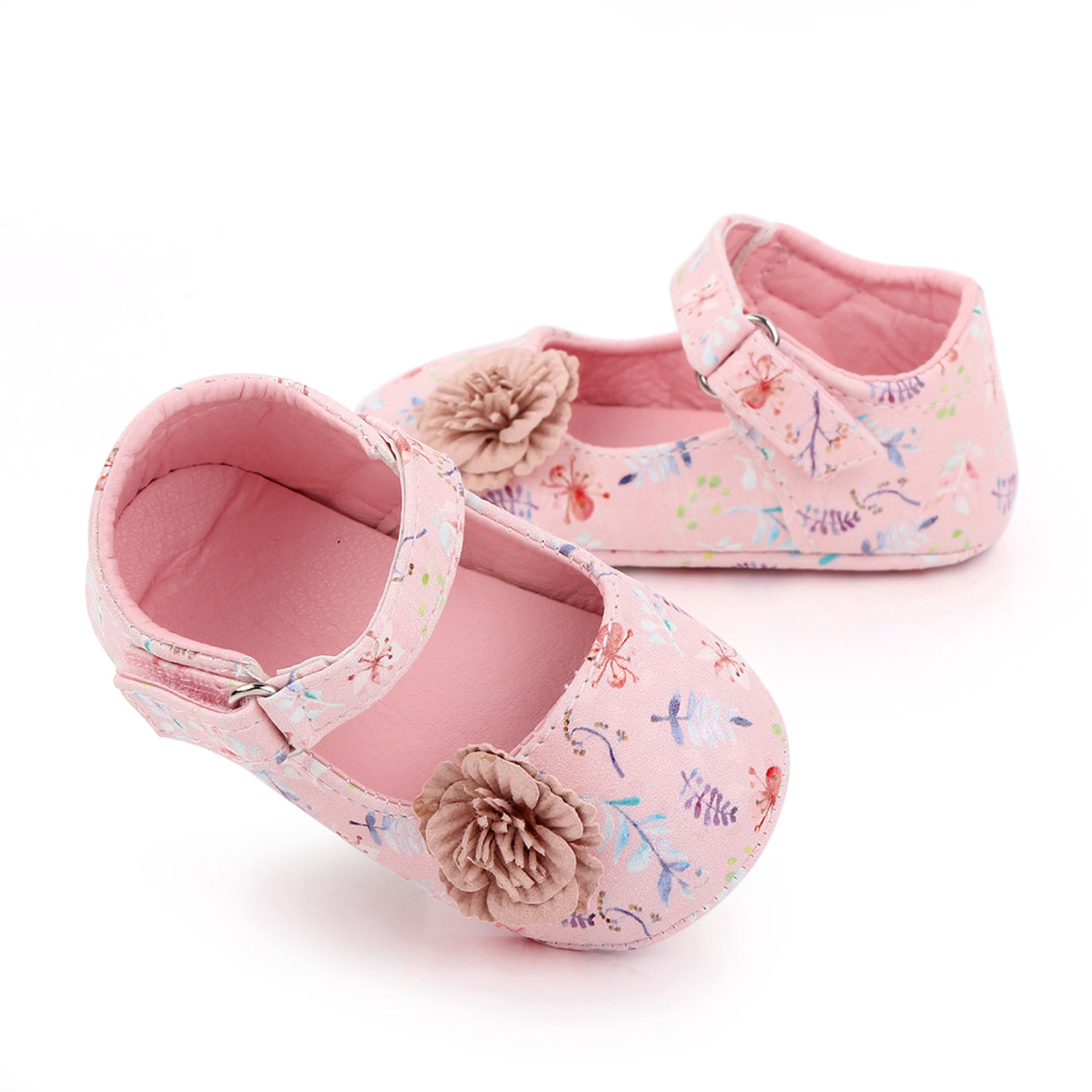 Baby Shoes Non-Slip Soft Sole Leather Flats First Walkers Newborn Babe Girls Floral Casual Princess Shoes