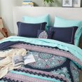 thumbnail image 4 of Degrees of Comfort Blue Twin XL Complete Comforter Sets, Boho Mandala Bed in A Bag,Microfiber Bedding Set with Side Pockets, Matching Decorative Pillow, 6 Piece Navy, 4 of 14