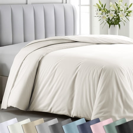 California Design Den Duvet Cover Queen Size - 400 Thread Count 100% Cotton Quality Comforter Cover Soft Sateen - Ivory (Pale Tone)
