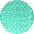 thumbnail image 1 of Ahgly Company Machine Washable Indoor Round Solid Turquoise Blue Modern Area Rugs, 4' Round, 1 of 4