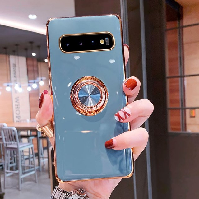 Funda magnética chapada de lujo para Samsung Galaxy A52 A53 S21 FE S23 S22 Ultra S10 S20 Plus S Note 20 10 A 52 53, funda con soporte para anillo Tan Jianjun unisex