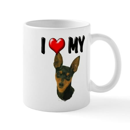 

CafePress - I Love My Min Pin Mug - 11 oz Ceramic Mug - Novelty Coffee Tea Cup