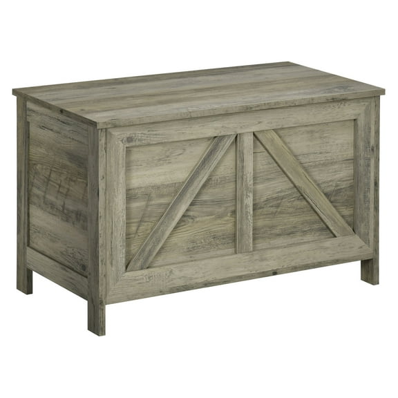 30" Farmhouse Storage Chest, Lift Top Box Organizer with Safety Hinge to Open Up 150° for Bedroom, Entryway, Living Room, Gray