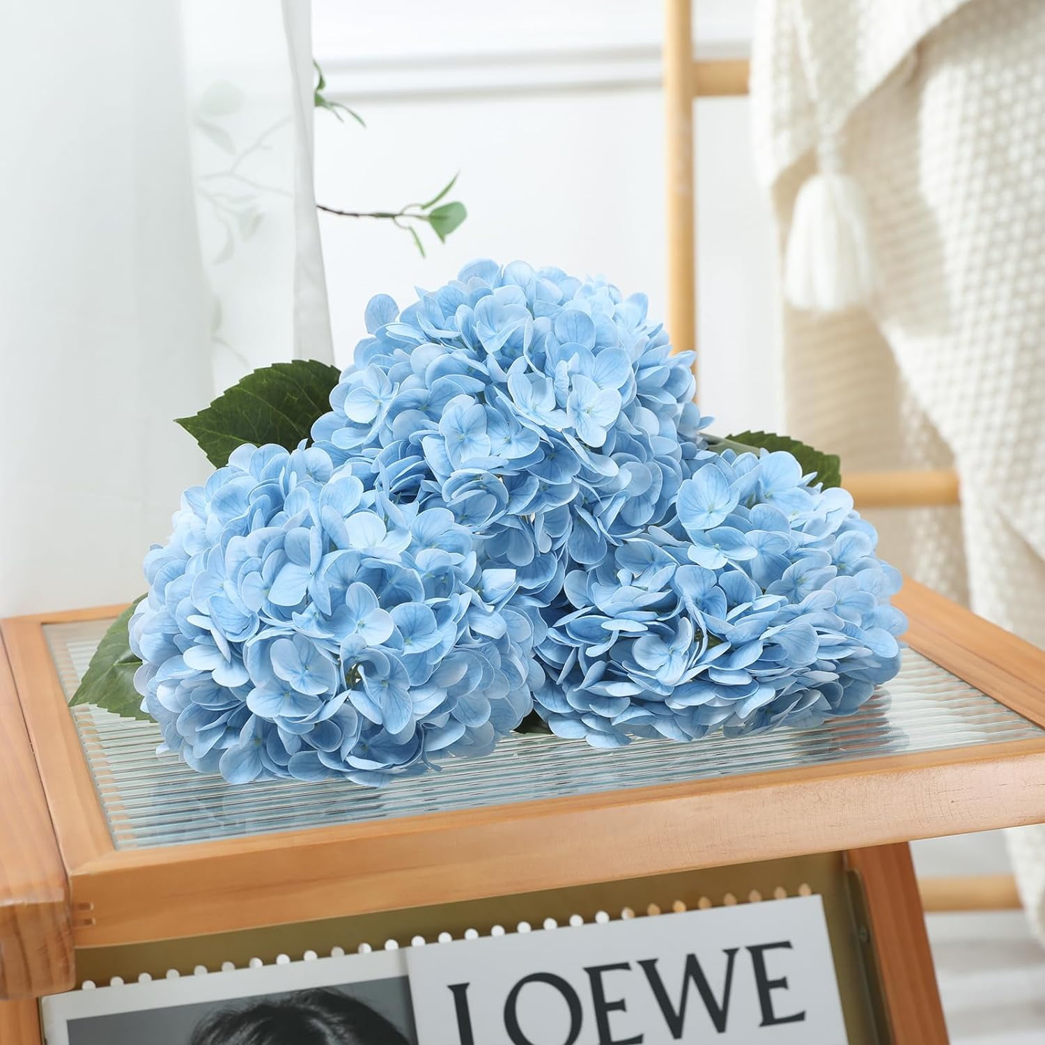 Orange Hydrangea Artificial Flowers Silk Flowers Fake Hydrangeas Real Touch Hydrangea Flowers for Wedding Party Office Home Decor (Orange)