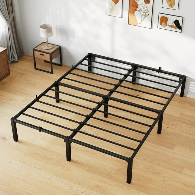 CazToi Cadre de Lit Très Grand en Métal avec Rangement sous le Lit Base de Matelas Robuste et Durable