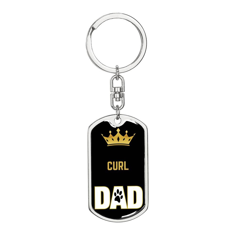 Porte-clés Chat Boucles Chat Papa Roi Porte-Clés Acier Inoxydable Ou or 18k