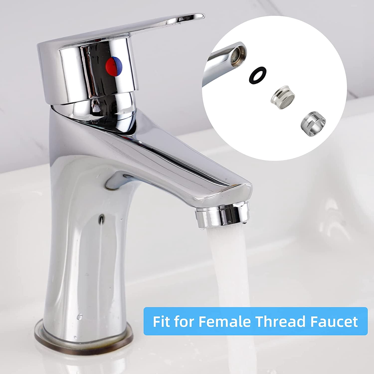 4 Pack Stainless Steel Faucet Aerator, Kitchen Sink Faucet Aerator Adapter with Brass Shell, 15/16 Inch/24 mm Male Thread Water-conserving Filter with Gasket for Bathroom, Chrome