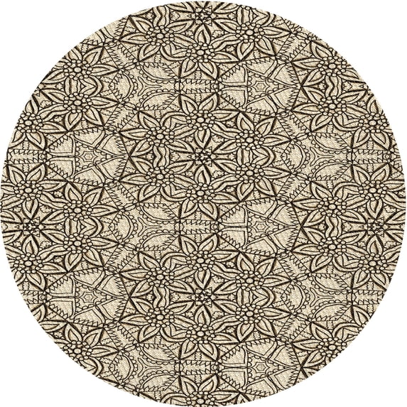 Ahgly Company Indoor Round Patterned Vanilla Gold Area Rugs, 8' Round