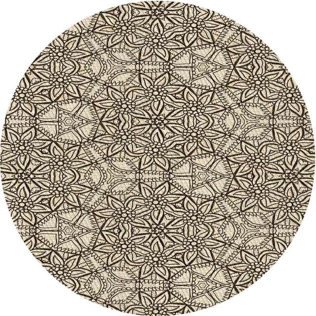 Ahgly Company Tapis Rond Lavable en Machine Intérieur Transitionnel Or Vanille, 3 Pieds Rond