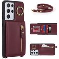 thumbnail image 5 of for Samsung Galaxy S21 Ultra 5G Phone Case for Women with Card Holder,Samsung S21 Ultra Case Wallet Crossbody Lanyard with Strap,Credit Card Slots Kickstand Case with Ring Holder,6.8",Burgundy, 5 of 13