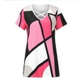 thumbnail image 5 of B91xZ Tuniques Grande Taille pour Femmes Mode Automne Été Col Rond Uni Pull Manches Courtes, Rouge TTG, 5 of 5