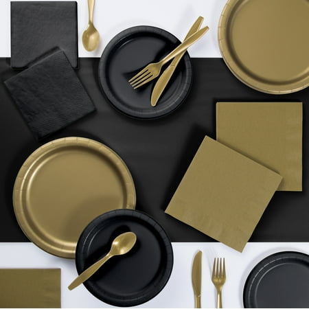 Black and Gold Party Supplies Kit
