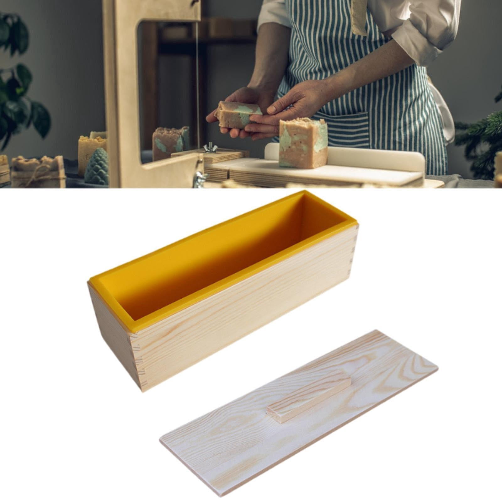 Yunhgft Rectangle Handmade Soap Mould with Wood Box for Candles Making Soap Supplies Yellow