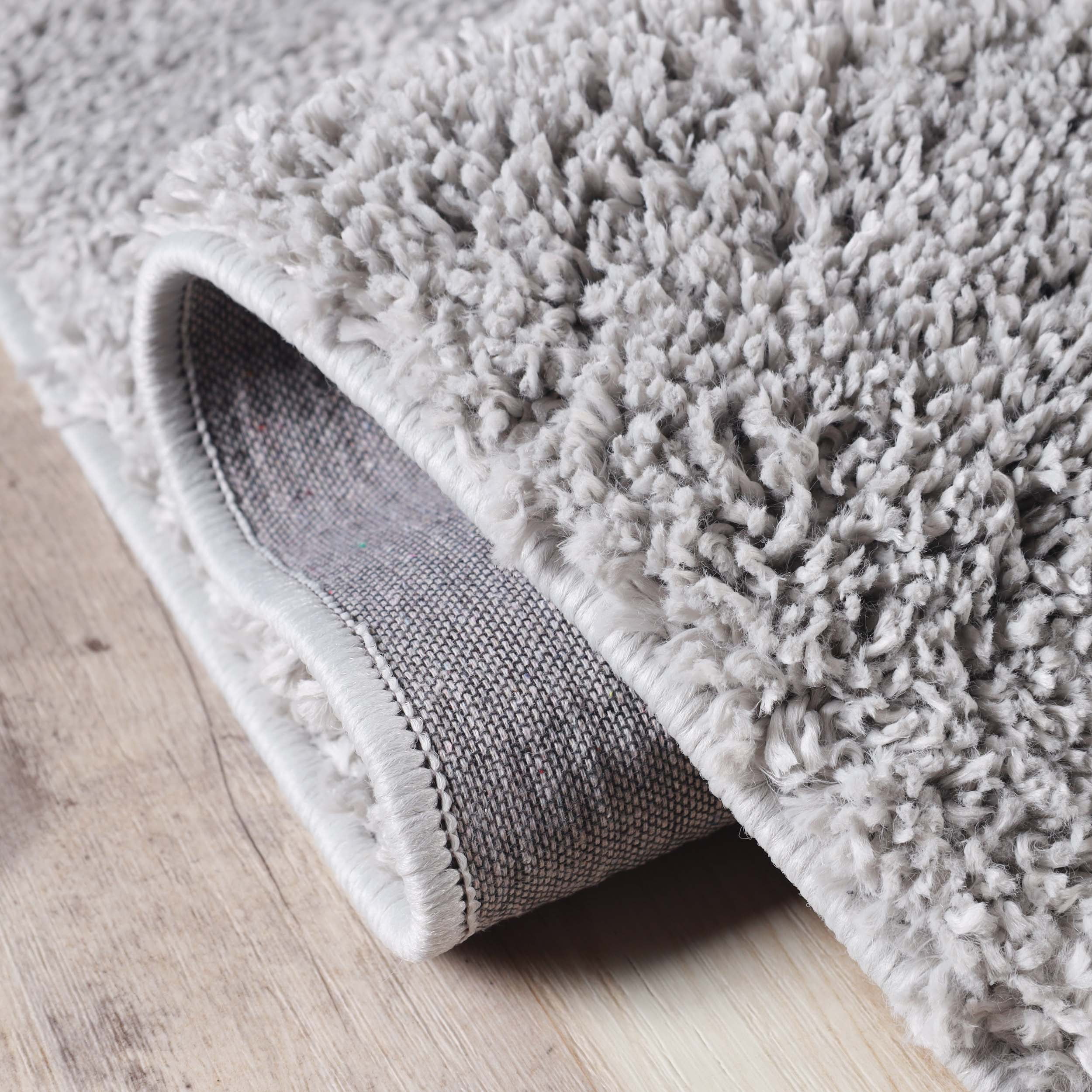 BNM Solid Indoor Shag Runner or Area Rug, 4' x 6', Silver