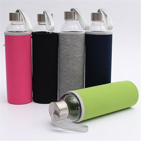 550ml BPA Free Glass Sport Water Bottle with Tea Filter Infuser Protective