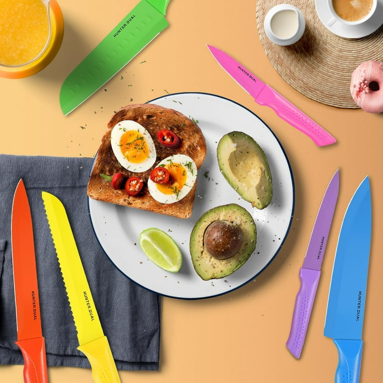 武*一様 Hunter Dual シェフナイフ 12本セット HUNTER.DUAL Knife Set, 12-PC Colorful Kitchen Knife Set, 6 Sharp