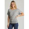 thumbnail image 2 of 2201 Women's Solid Short Sleeve Boat Neck Dolman Top With Side Shirring HGrey XL, 2 of 5