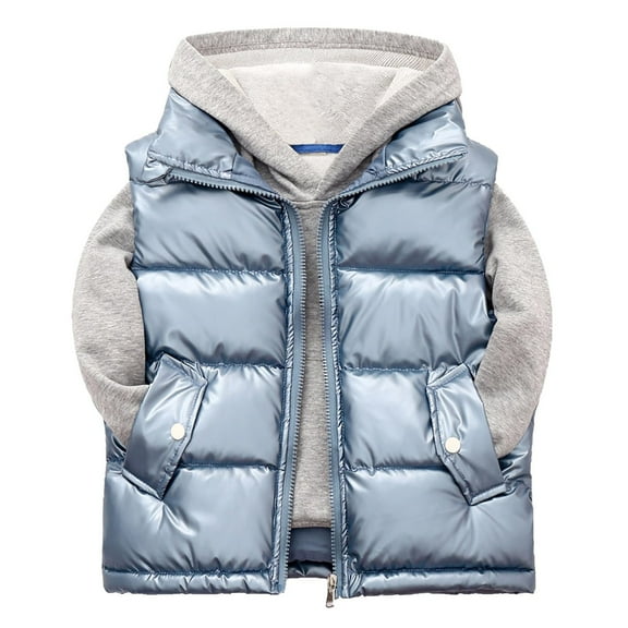 CPNG Kids Full Zip Puffer Vest with Removable Hood Sleeveless Jacket Wash Free Packable Outerwear Gilet Quilted Down Jacket Winter Coats